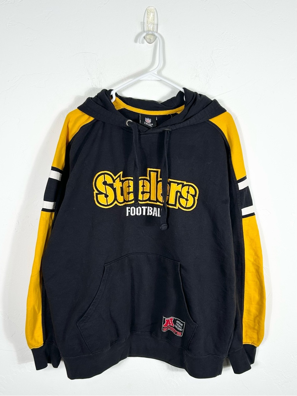 👁️ Vintage NFL Team Apparel Pittsburgh Steelers Colorblock Hoodie Embroidered